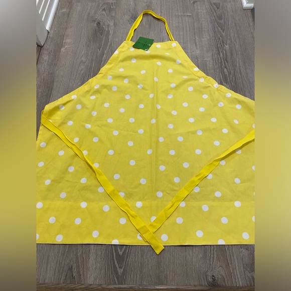 Kate Spade Apron Yellow White Dot Kitchen Measurements on back - Picture 3 of 12